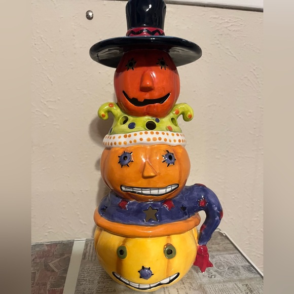 Hand Crafted Other - Hand Painted Pumpkin Stack Candle Holder/Halloween Decor
